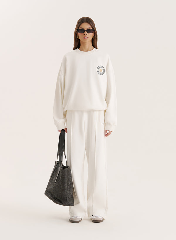 4th & Reckless White 4th Wide Leg Branded Joggers- Fergie