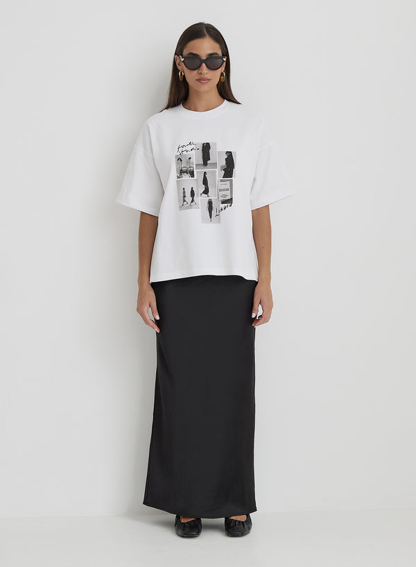 4th & Reckless White Catwalk Polaroid Graphic T-Shirt- Bruni