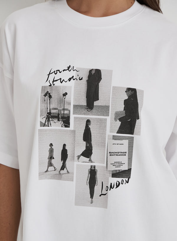 4th & Reckless White Catwalk Polaroid Graphic T-Shirt- Bruni