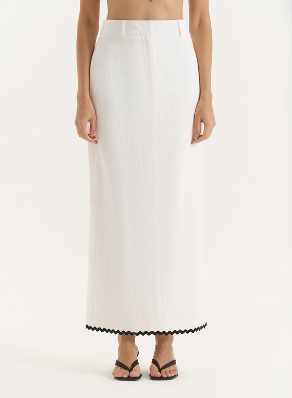 4th & Reckless White Contrast Scallop Maxi Skirt- Norah