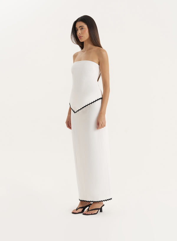 4th & Reckless White Contrast Scallop Trim Bandeau Top- Norah