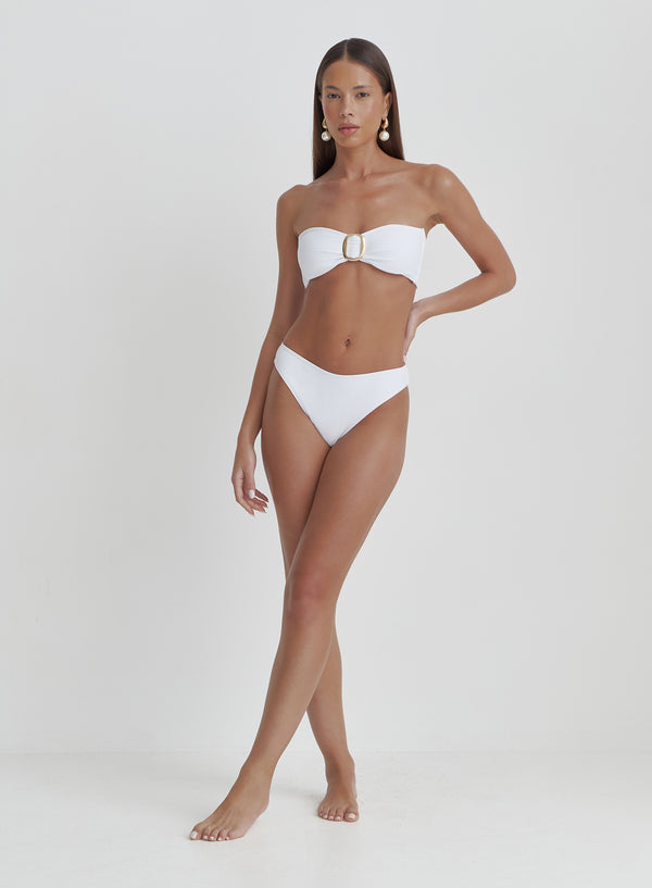 4th & Reckless White Gold Hardware Bandeau Bikini Top- Bambou