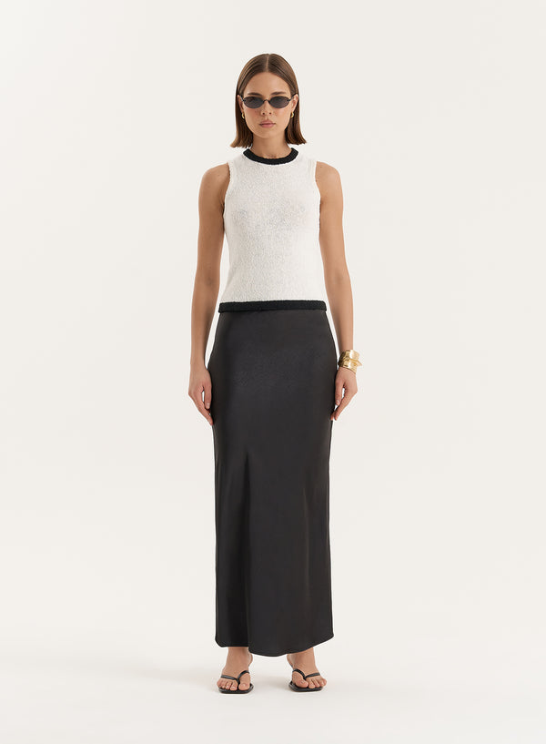 4th & Reckless White Knitted Sleeveless Contrast Trim Top- Josie