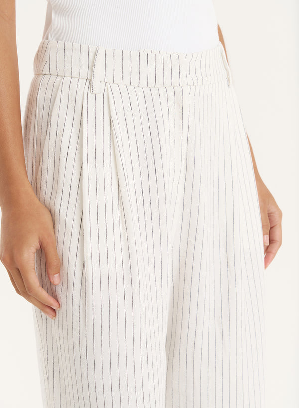 4th & Reckless White Pinstripe Tailored Straight Leg Trouser- Sabrina