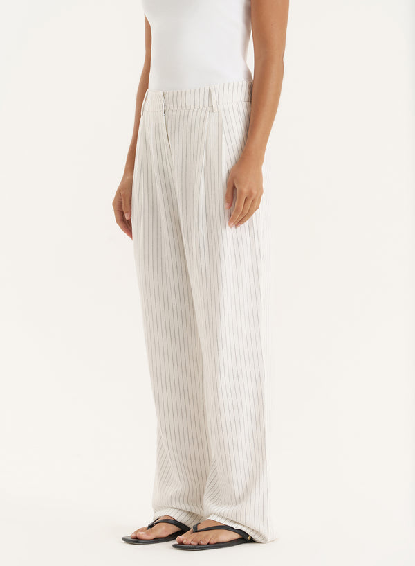 4th & Reckless White Pinstripe Tailored Straight Leg Trouser- Sabrina