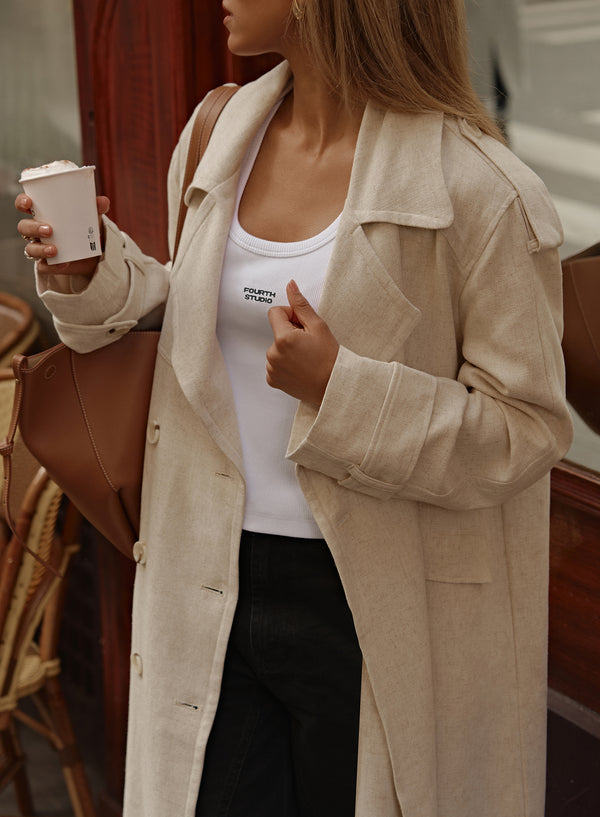 4th & Reckless White Ribbed Embroidered Slogan Vest Top- Seona