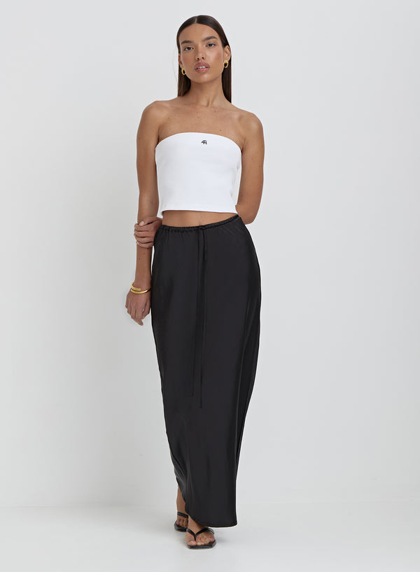 4th & Reckless White Ribbed Fourth Logo Bandeau Top- Lana