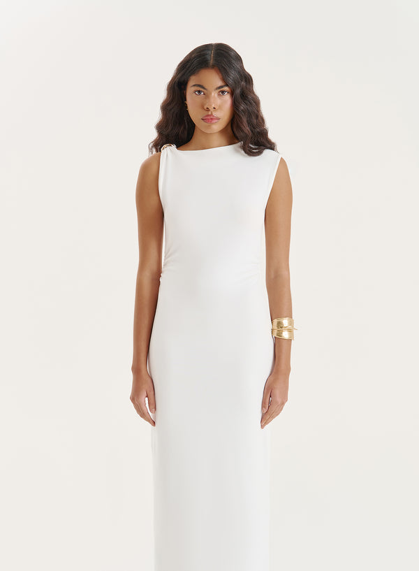 4th & Reckless White Sleeveless Gathered Maxi Dress- Lola