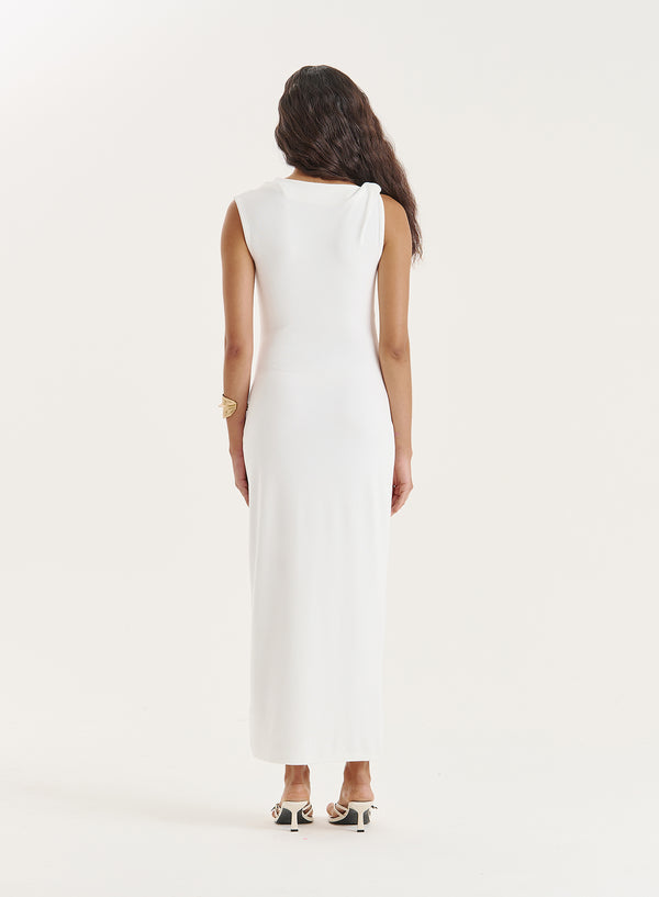 4th & Reckless White Sleeveless Gathered Maxi Dress- Lola