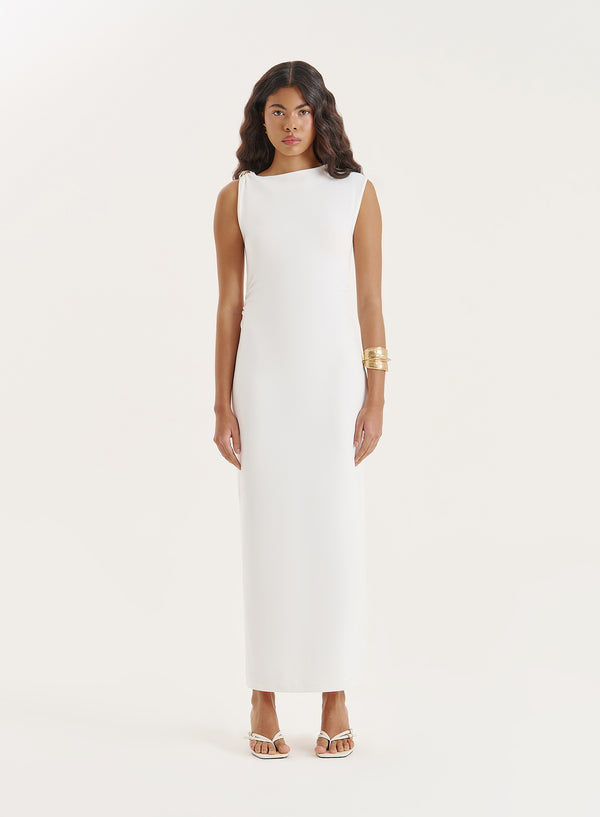 4th & reckless White Sleeveless Gathered Maxi Dress- Lola