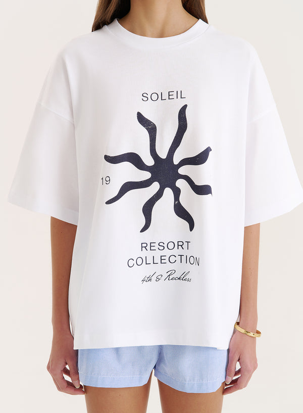 4th & Reckless White Soleil Graphic Oversized T-Shirt- Chiara