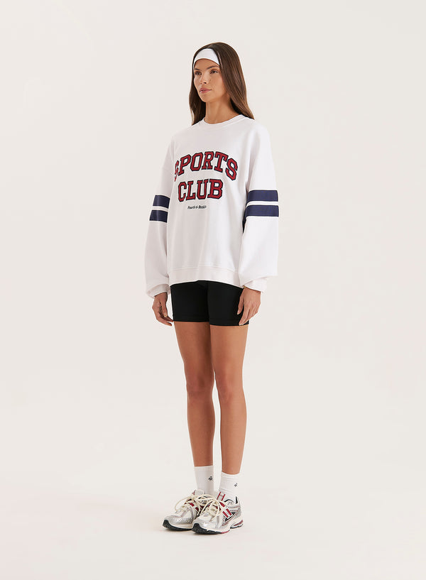4th & Reckless White Sports Club Slogan Oversized Sweatshirt- Stella