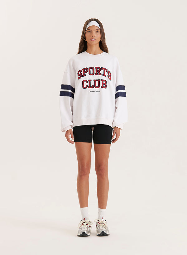 4th & Reckless White Sports Club Slogan Oversized Sweatshirt- Stella