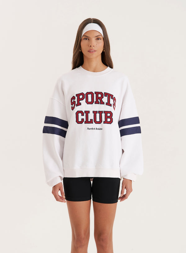 4th & reckless White Sports Club Slogan Oversized Sweatshirt- Stella