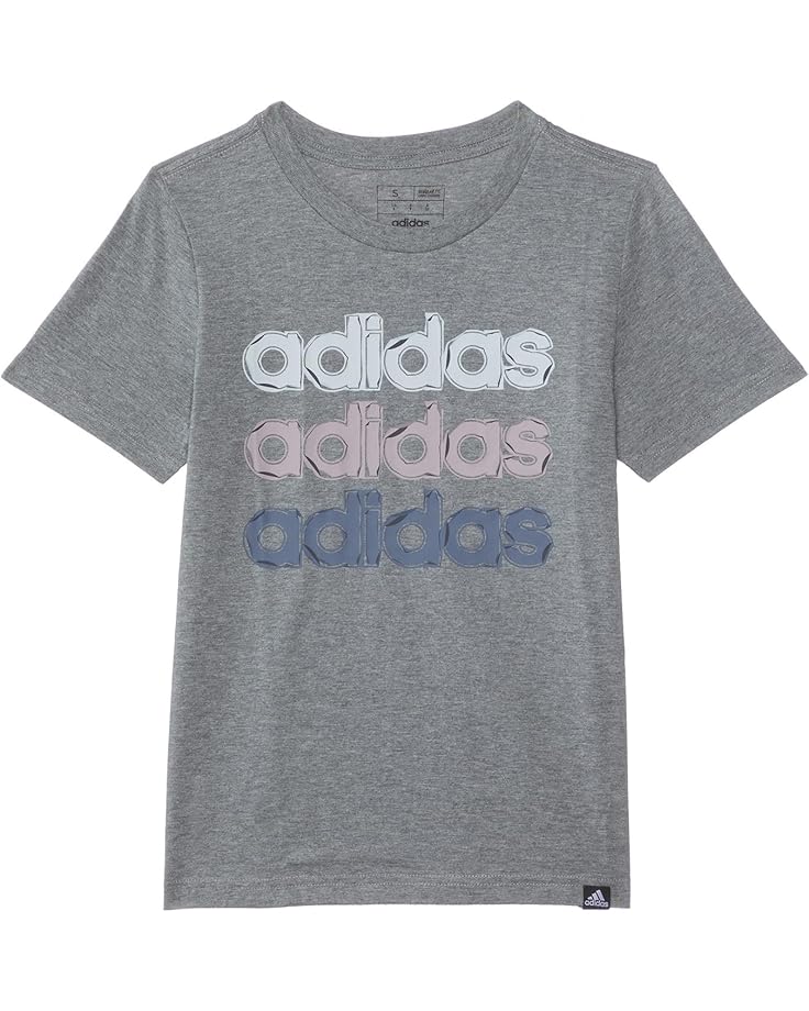 adidas Kids SS Linear Stack Hthr Tee(Big Kid)