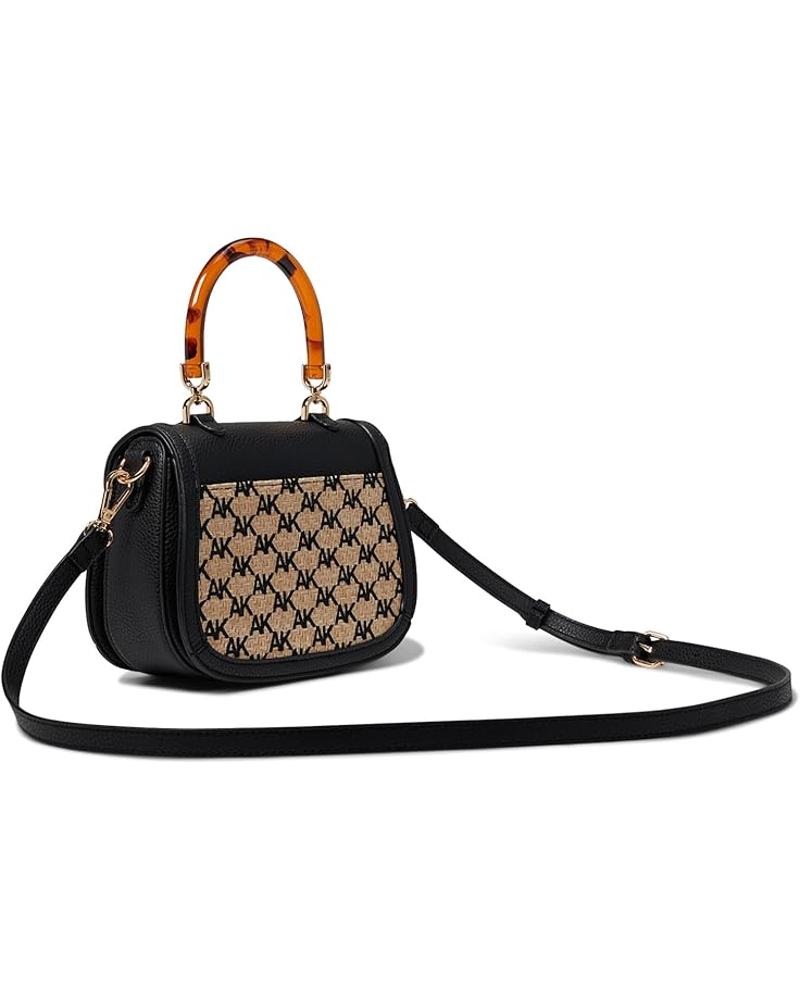 Anne Klein AK Embroidered Straw Flap Satchel
