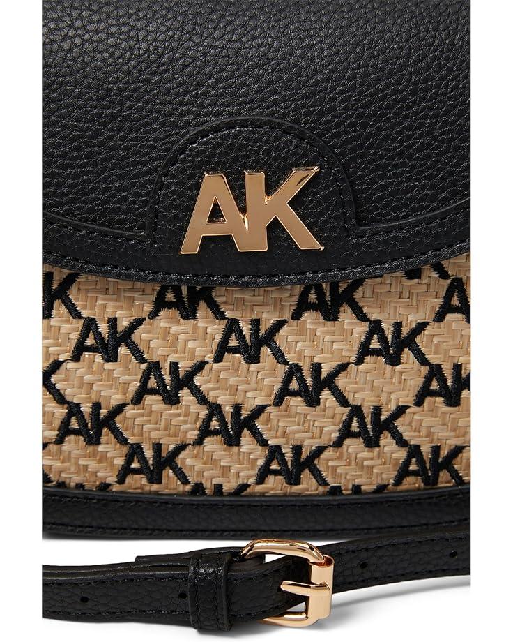 Anne Klein AK Embroidered Straw Flap Satchel