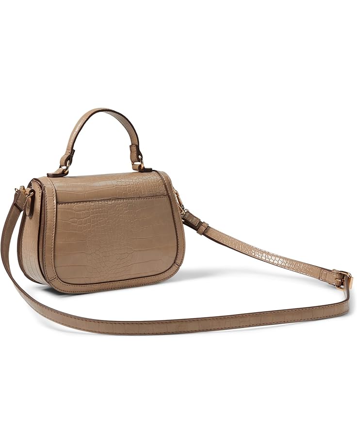 Anne Klein Horsebit Flap Satchel In Croco