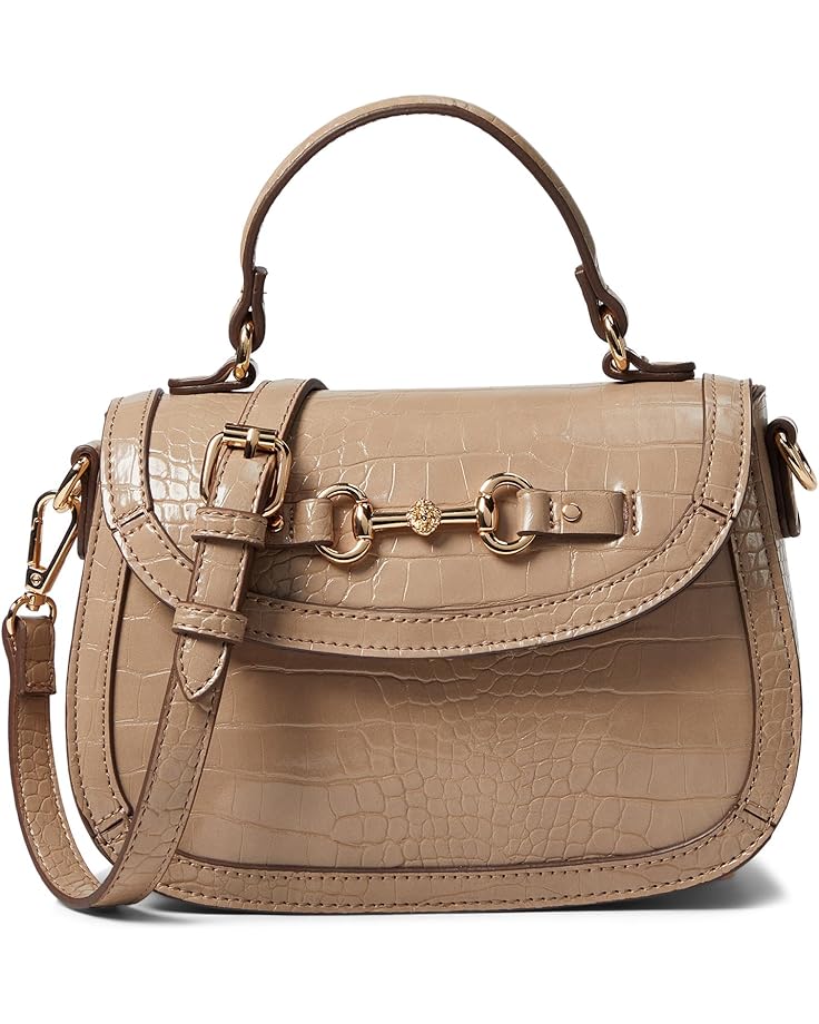 Anne Klein Horsebit Flap Satchel In Croco