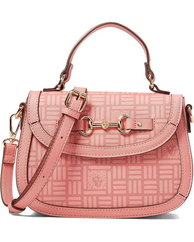 Anne Klein Horsebit Flap Satchel In Logo