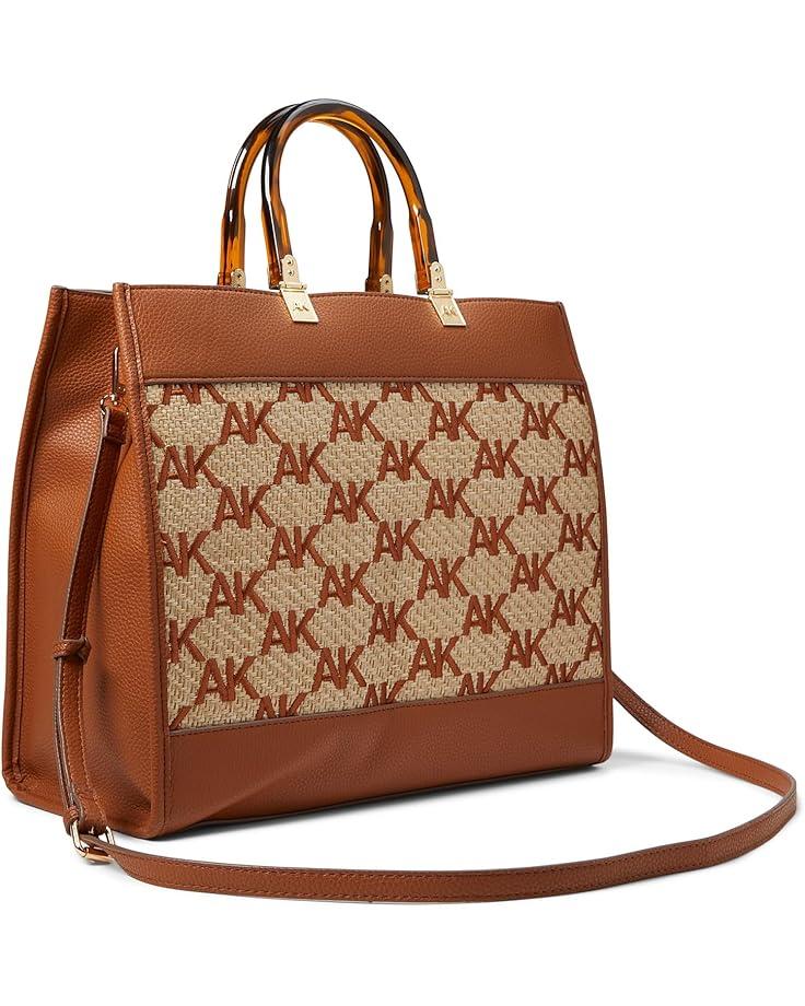 Anne Klein Large AK Embroidered Straw Tote