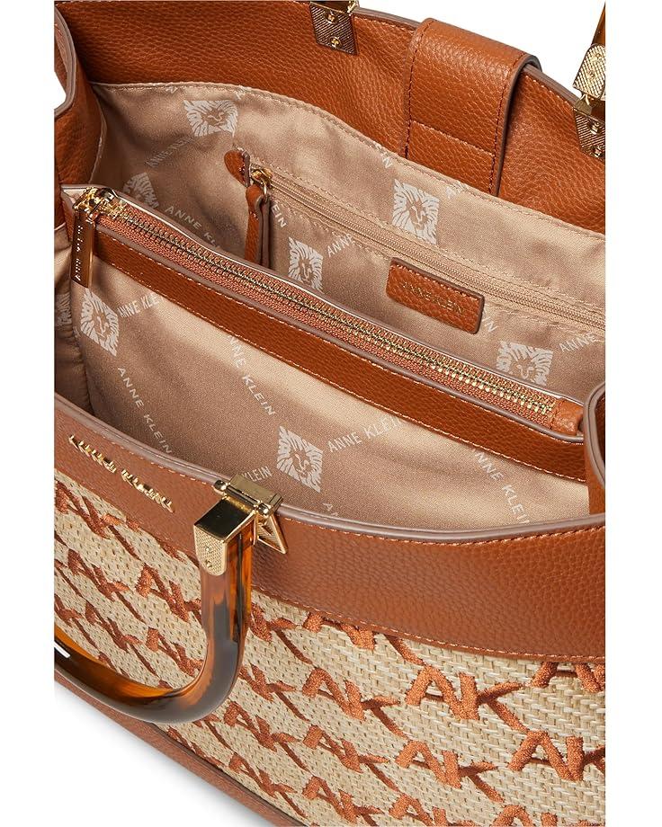 Anne Klein Large AK Embroidered Straw Tote