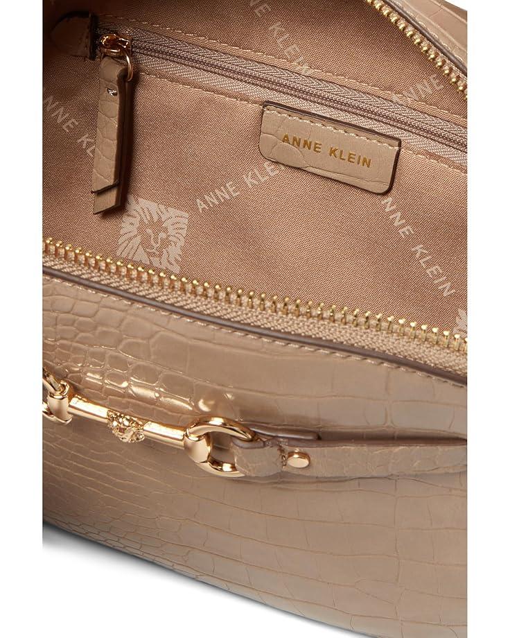 Anne Klein Oval Horsebit Crossbody In Croco