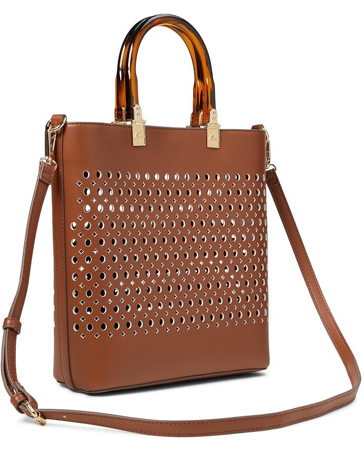 Anne Klein Small Perf Tote W/ Straw Pouch