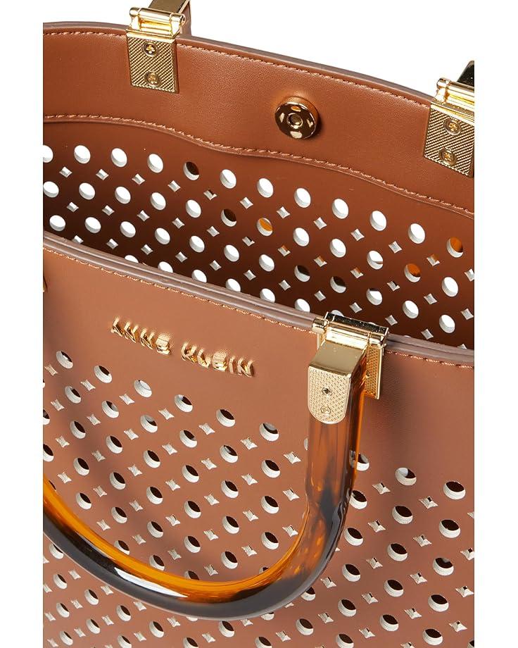 Anne Klein Small Perf Tote W/ Straw Pouch
