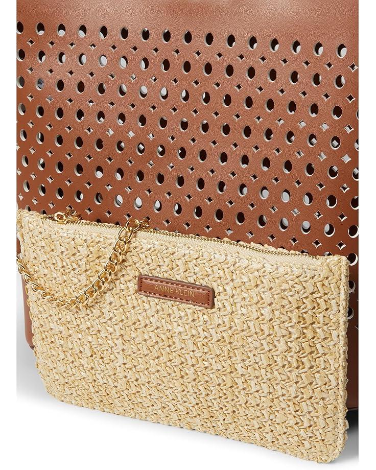 Anne Klein Small Perf Tote W/ Straw Pouch