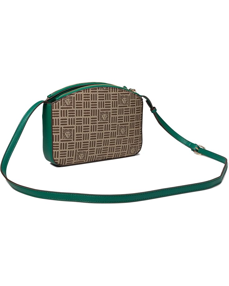 Anne Klein Tile Lion Logo Double Zip Crossbody