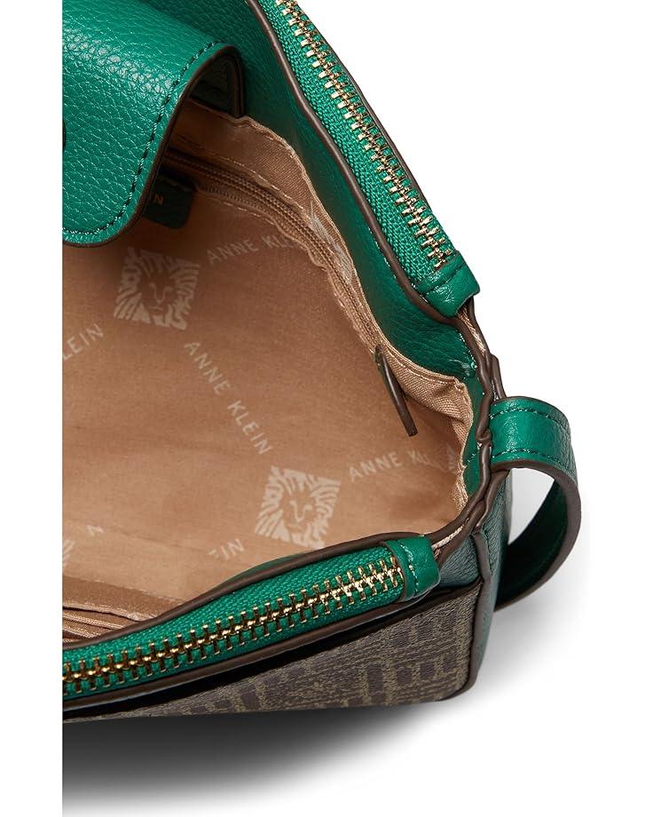 Anne Klein Tile Lion Logo Double Zip Crossbody