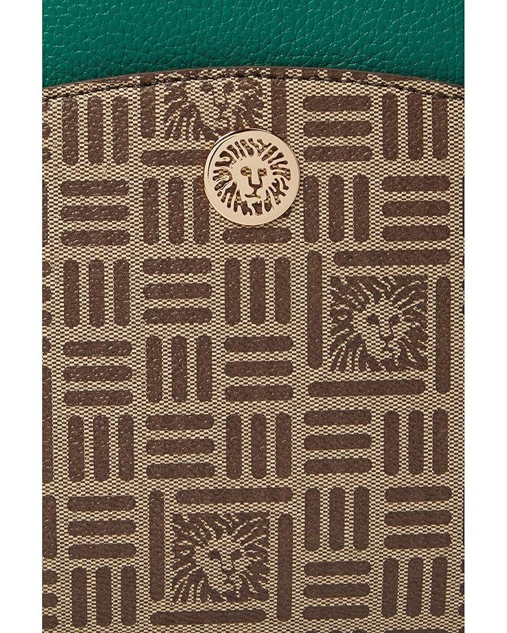 Anne Klein Tile Lion Logo Double Zip Crossbody