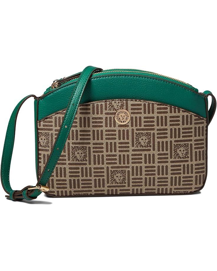 Anne Klein Tile Lion Logo Double Zip Crossbody