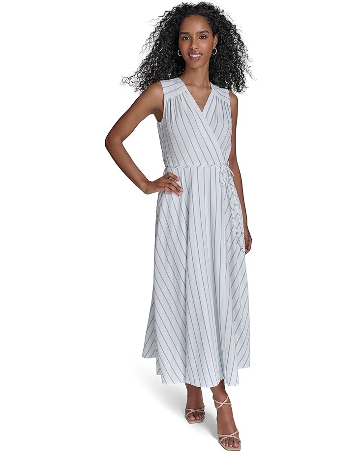 Calvin Klein Gauze Striped Faux Wrap Women's