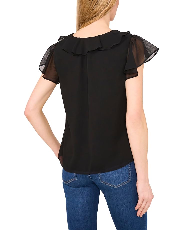6pm CeCe Ruffled V Neck Top Women's