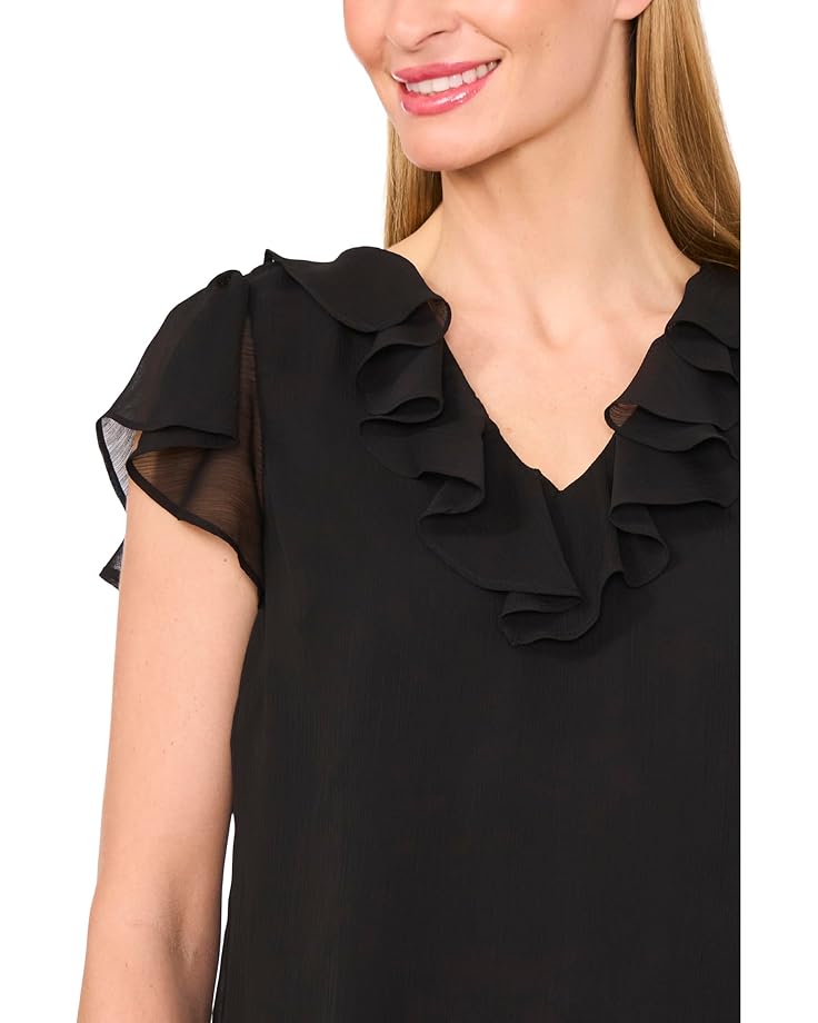 6pm CeCe Ruffled V Neck Top Women's