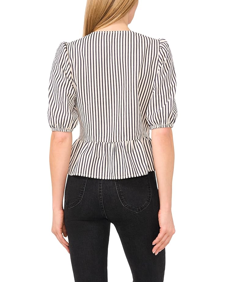 6pm CeCe Short Sleeve Bow Front Peplum Top Women's