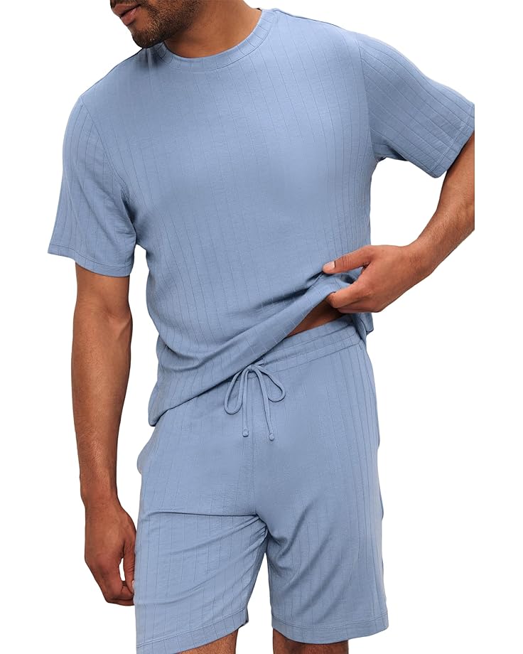 Eberjey Henry Rib Short Pj Set Men's Wedgewood
