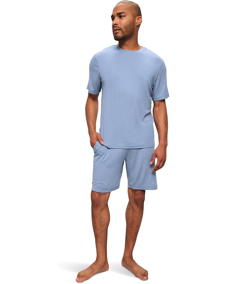 Eberjey Henry Rib Short Pj Set Men's Wedgewood