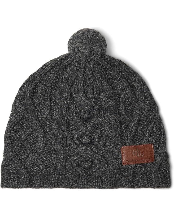 6pm Lauren Ralph Lauren Cable Knit Beanie with Pom