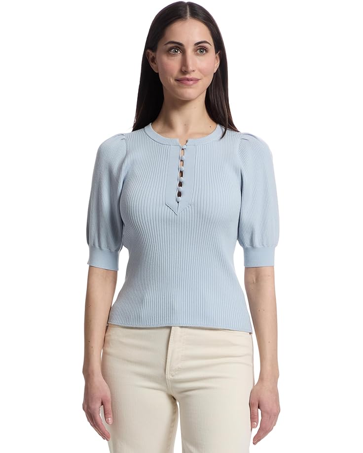 Lilla P Elbow Sleeve Henley Sweater Women's