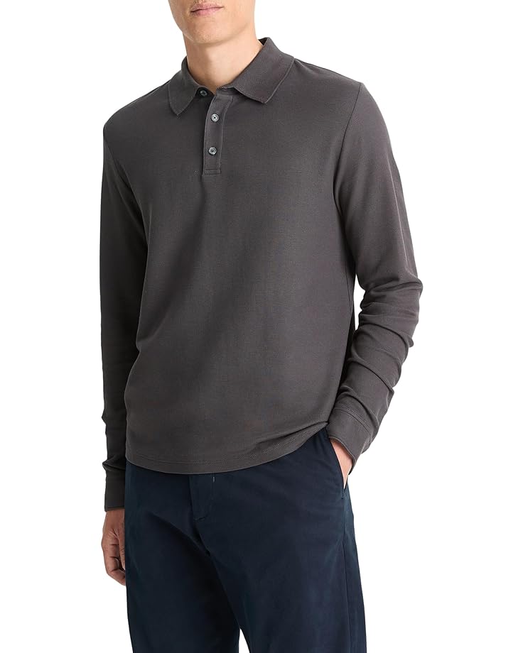 Vince Pima Pique Long Sleeve Polo Men's