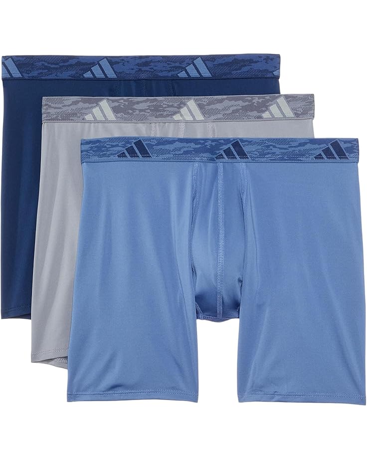 adidas Athletic Fit Microfiber Boxer Brief Underwear 3-Pack Men's Collegiate Navy/Grey/Crew Blue