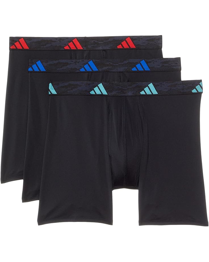 adidas Athletic Fit Microfiber Boxer Brief Underwear 3-Pack Men's Black/Team Royal Blue/Better Scarlet
