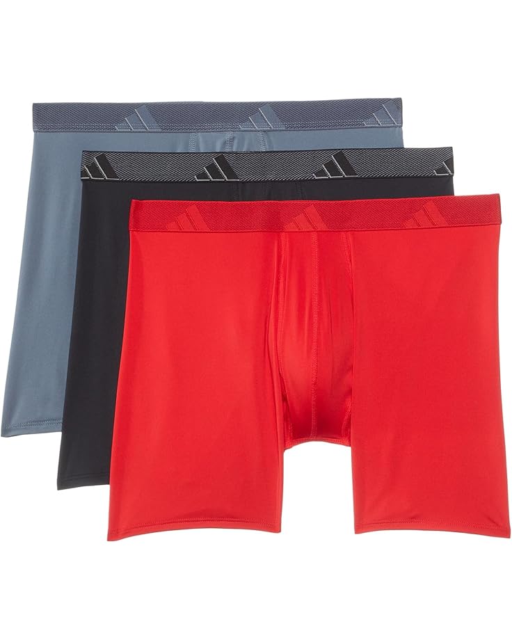 adidas Athletic Fit Microfiber Boxer Brief Underwear 3-Pack Men's Better Scarlet/Black/Onix Grey
