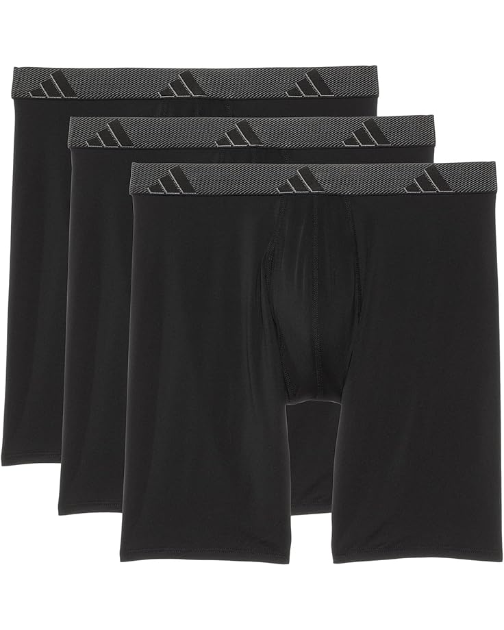 adidas Athletic Fit Microfiber Long Boxer Brief Underwear 3-Pack Men's Black/Onix Grey/Black