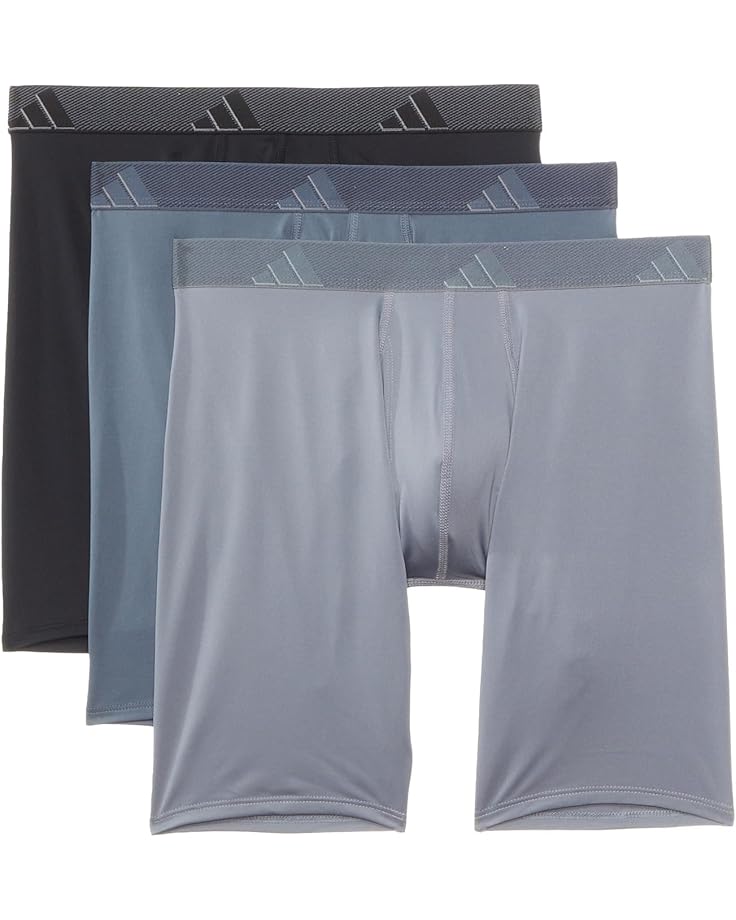 adidas Athletic Fit Microfiber Long Boxer Brief Underwear 3-Pack Men's Black/Onix Grey/Grey