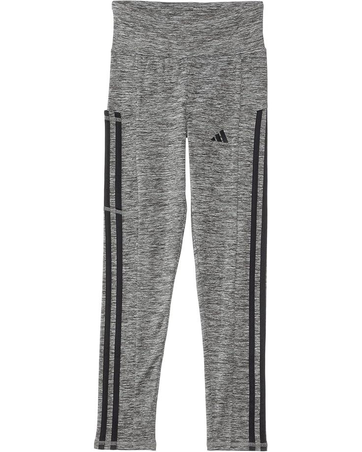 adidas Kids 3 Stripe Melange Cellphone Pocket Leggings (Big Kid)