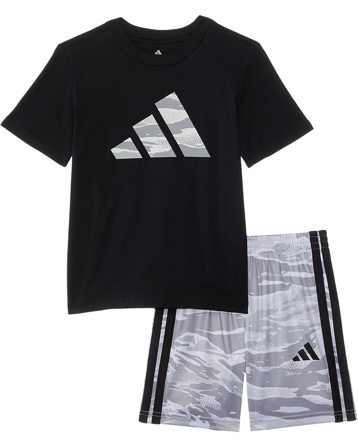 6pm adidas Kids Cotton Tee & Aop Camo Shorts Set (Toddler/Little Kid)